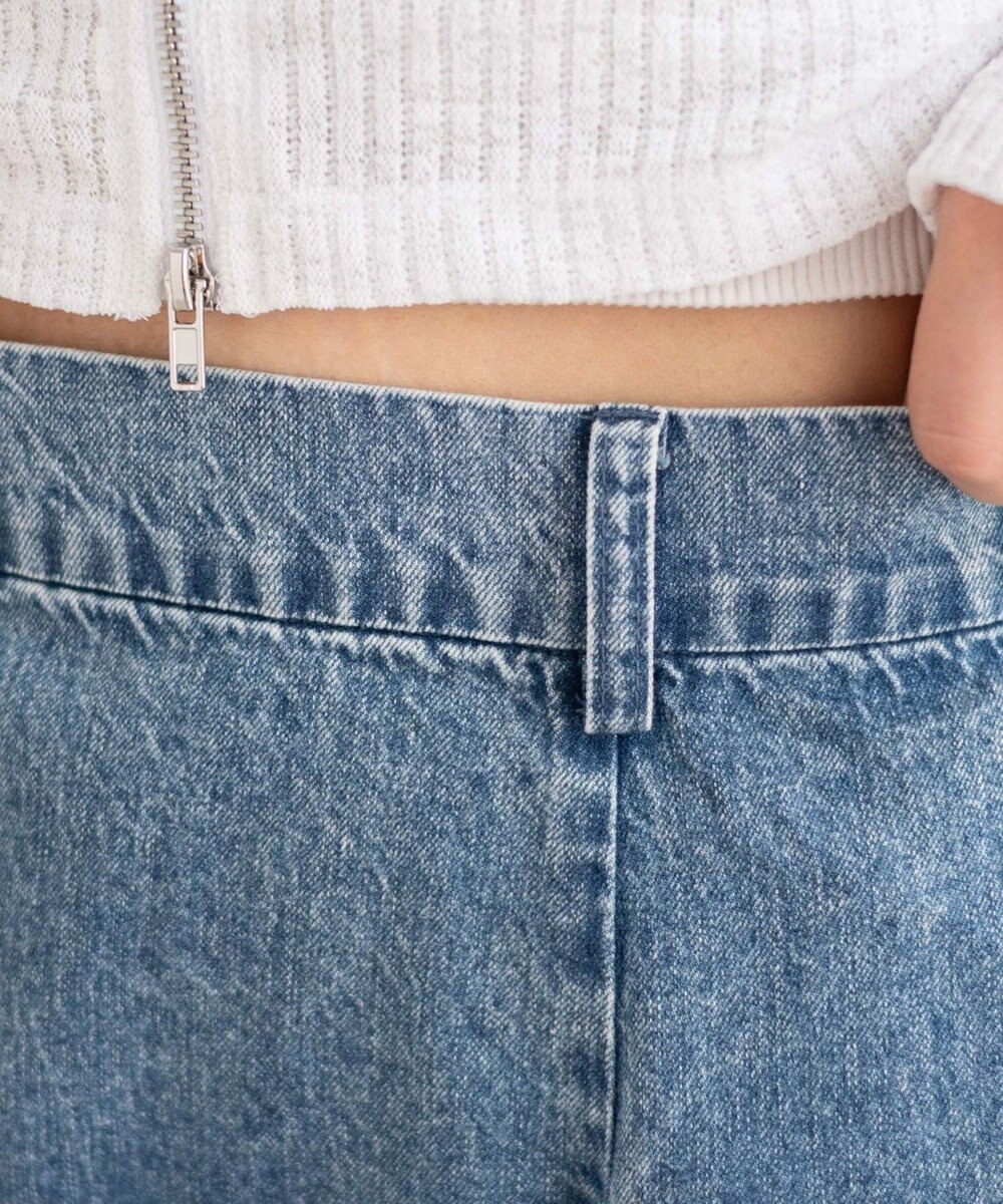 WEGO 【ウエストゴム】イレヘムデニムミニスカート 