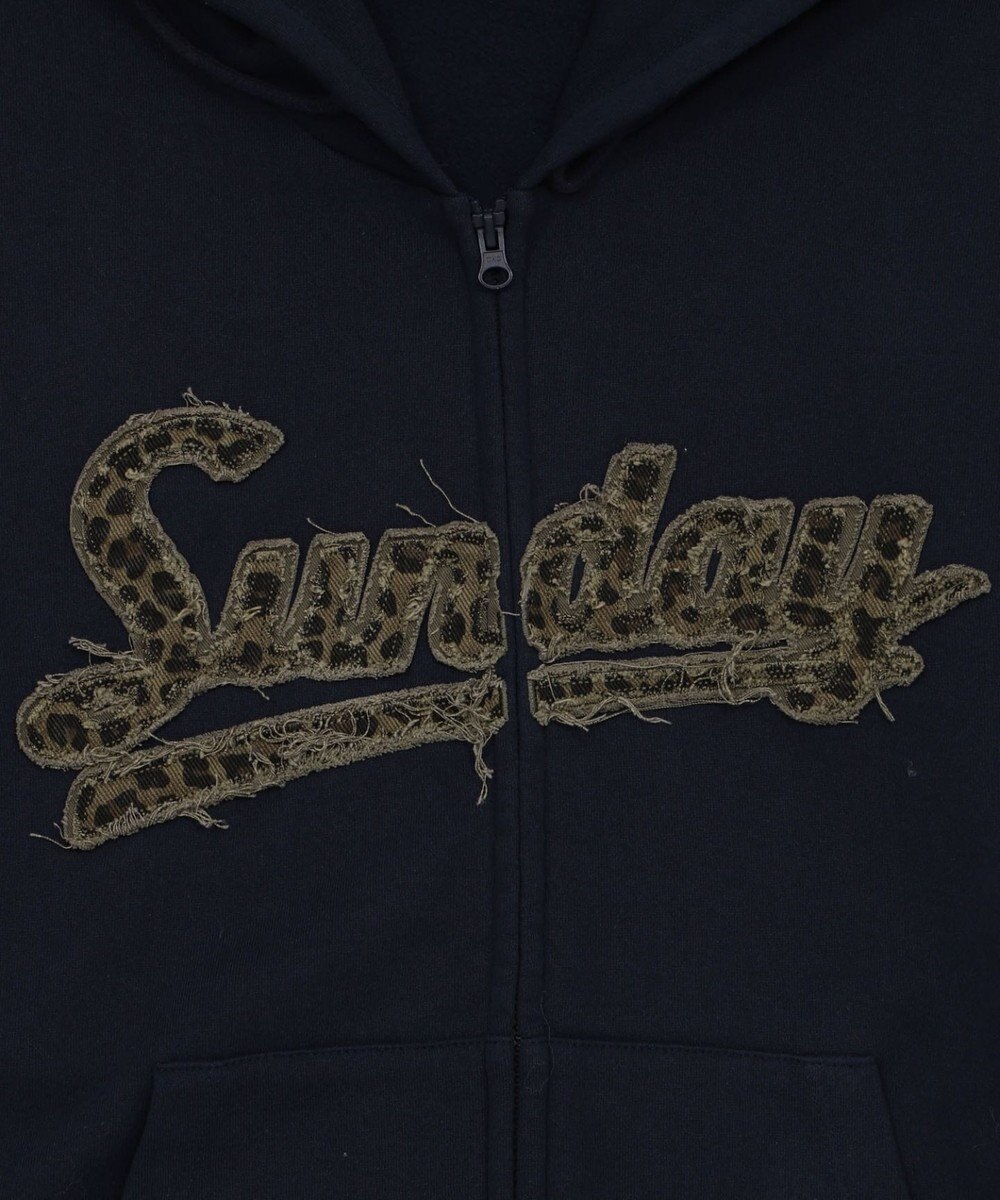 WEGO 【ユニセックス着用ITEM/SMLサイズ展開】レオパードワッペンダブルZIPパーカー 