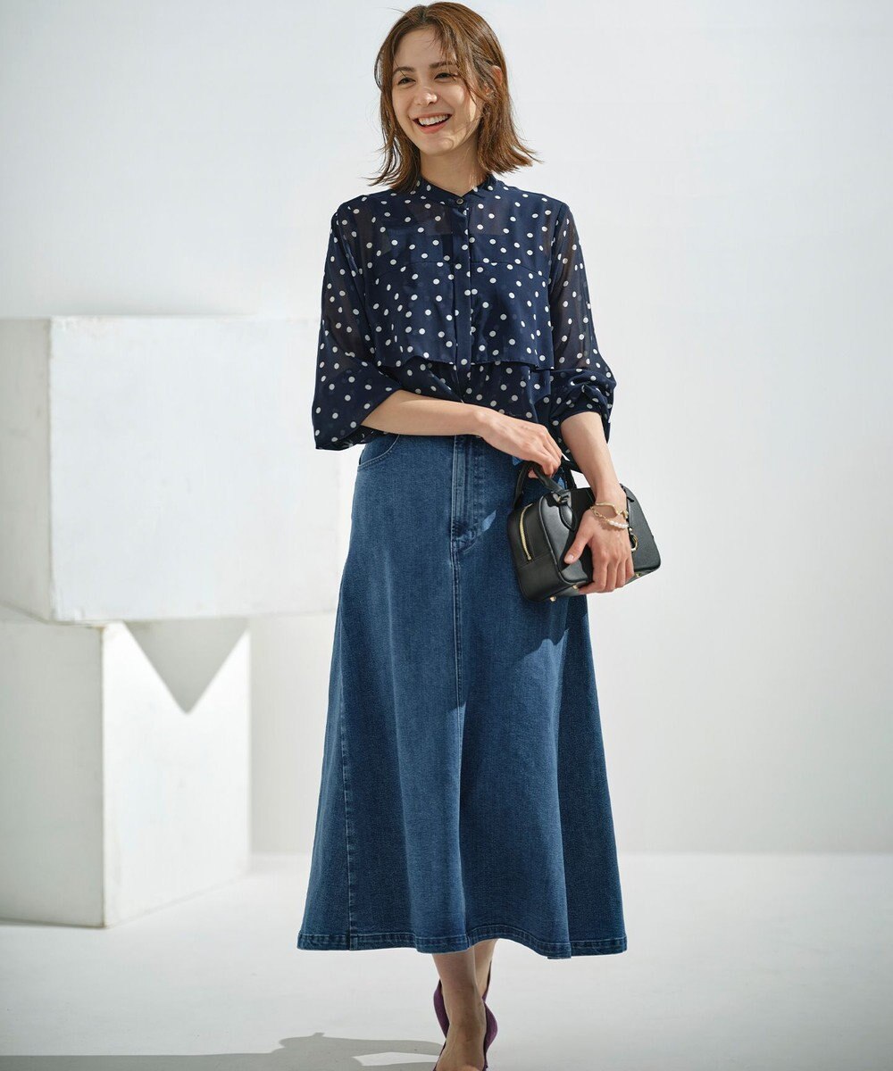 組曲 L シフォンオーガンプリント ティアードブラウス 