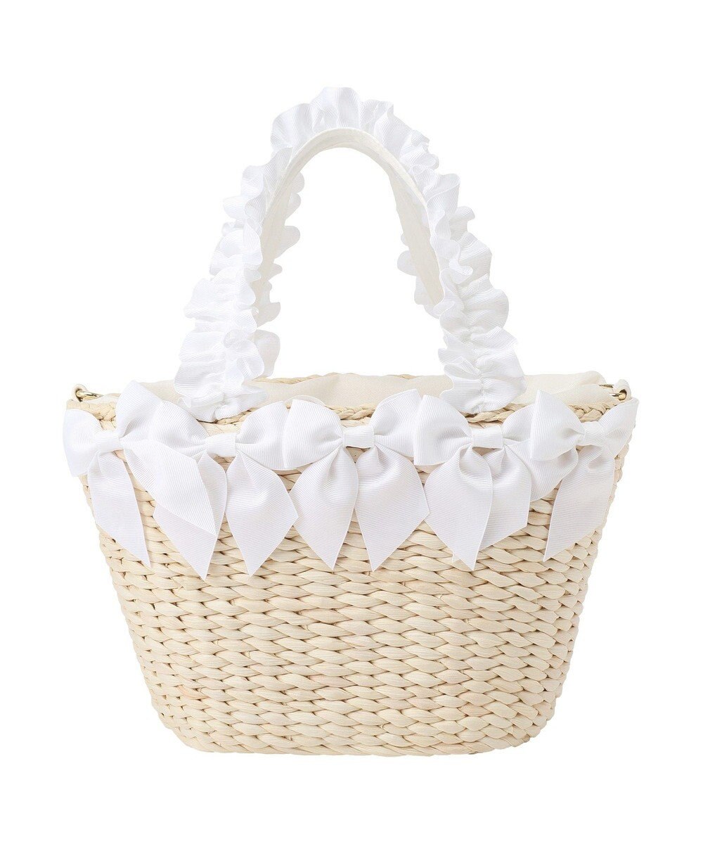 Maison de FLEUR 【2Way】フリルハンドルメイズリボン2Wayカゴバッグ 