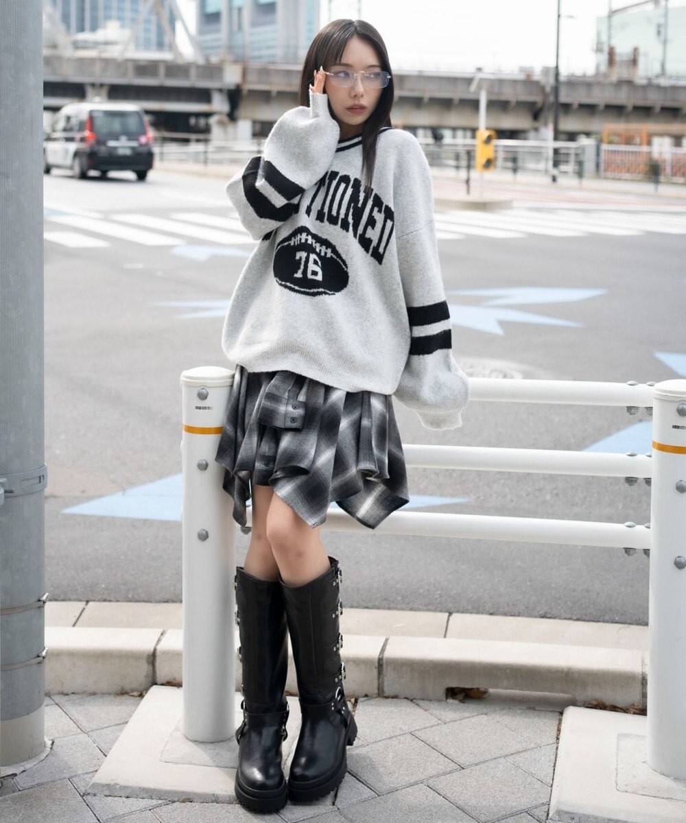 WEGO 【25年秋冬新作】フラッフィーVネックニットBIGプルオーバー 