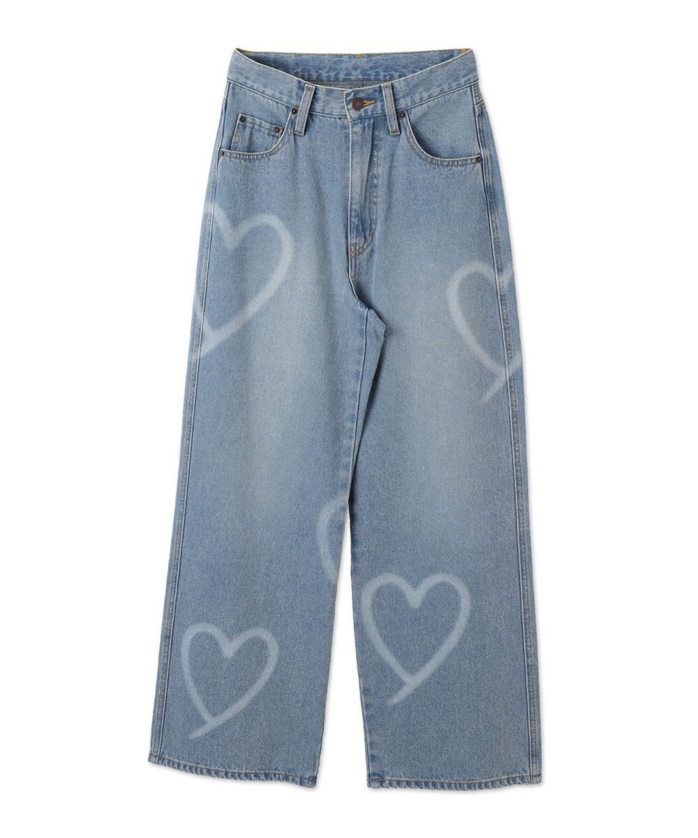 WEGO スプレーペイントストレートデニムパンツ 