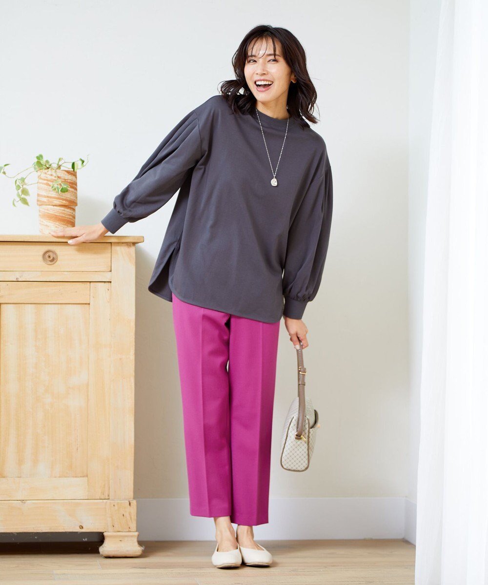 ANY L 【ウエストゴム/ストレッチ/裏起毛】シークレットウォーム　テーパードパンツ 