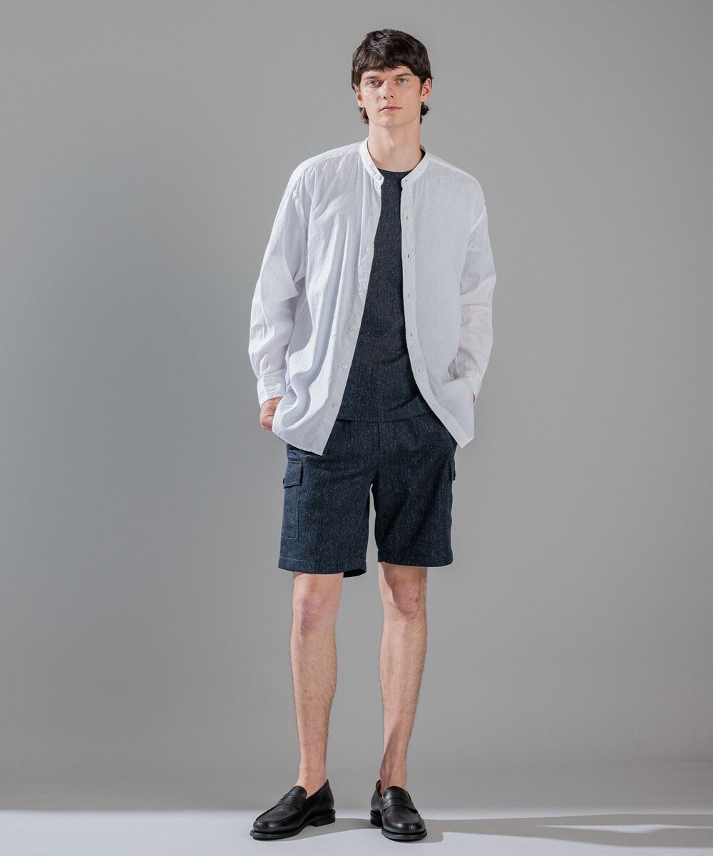 JOSEPH HOMME 【LEON 掲載】リネンストレッチブロード　バンドカラーシャツ 