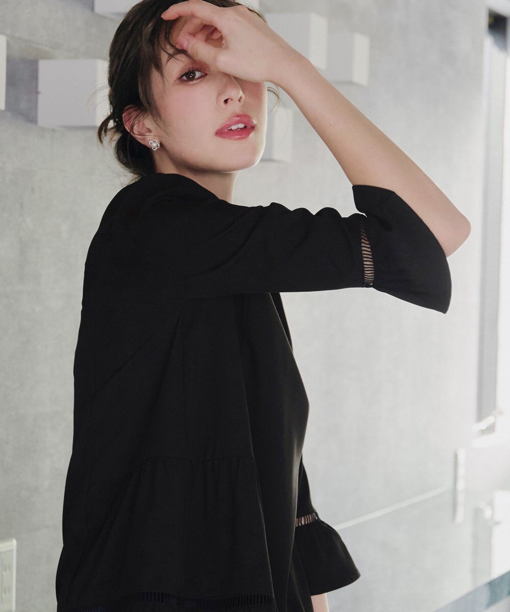 Tiaclasse L 【洗える】はしごレースフレアスリーブチュニックブラウス 