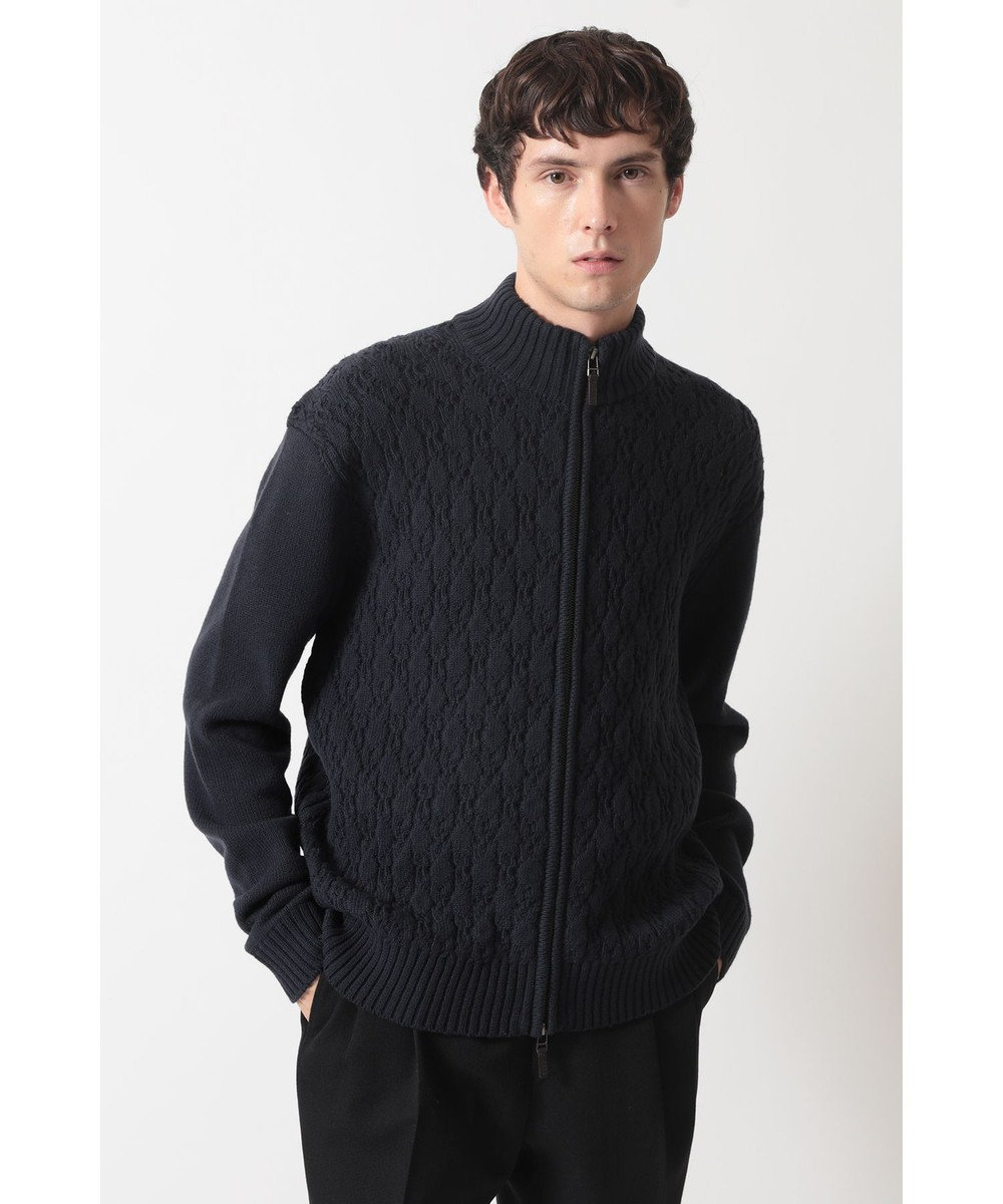 DAKS エアリースパン アラン裏目 ニットブルゾン 