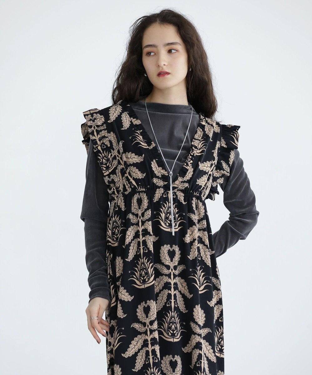 Green Parks ■ＥＳＣＡＲ　ボタニカルｐｔフリルエプロンワンピース 