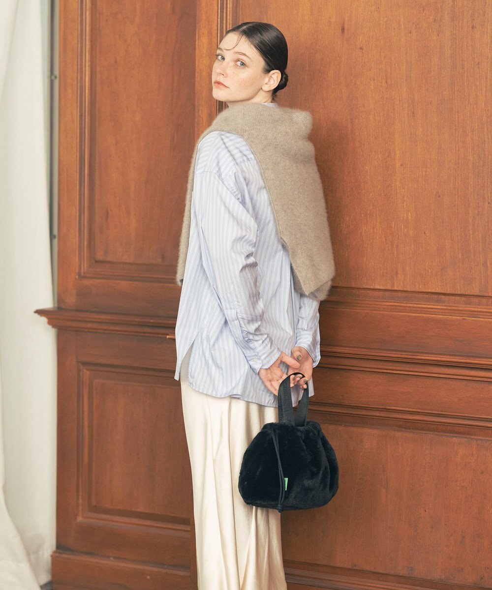 LeSportsac FUR DRAWSTRING TOTE/ブラックフラッフィーファー 