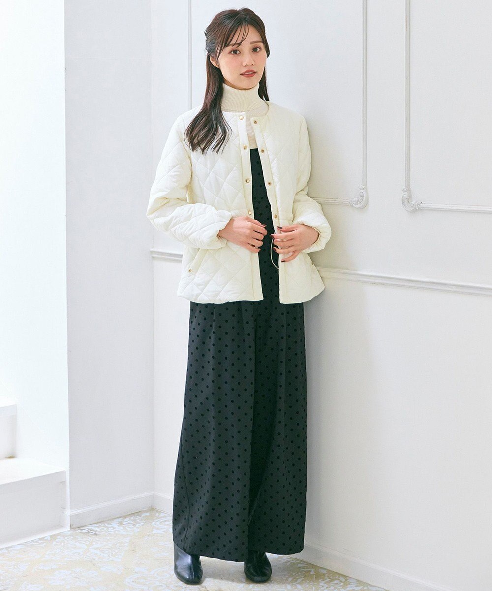 Feroux パールボタン リブタートル ニット 