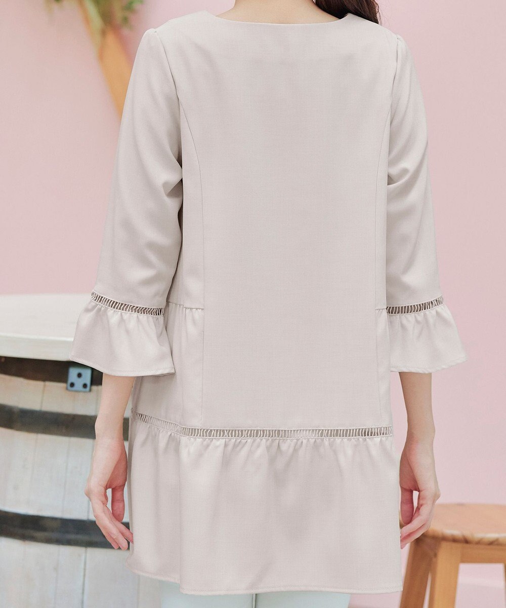 Tiaclasse L 【洗える】はしごレースフレアスリーブチュニックブラウス 