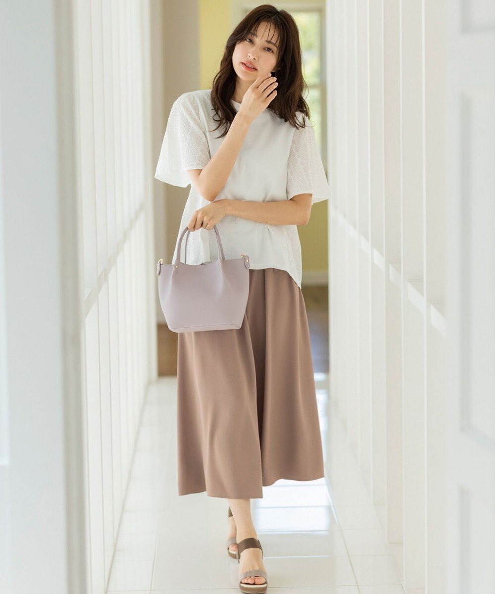 ANY SIS 【洗える】トロミワイドタック パンツ 