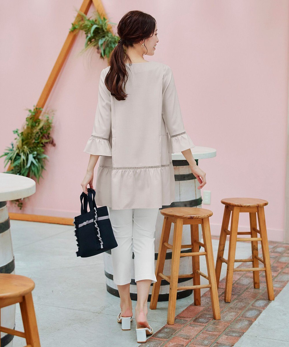 Tiaclasse L 【洗える】はしごレースフレアスリーブチュニックブラウス 