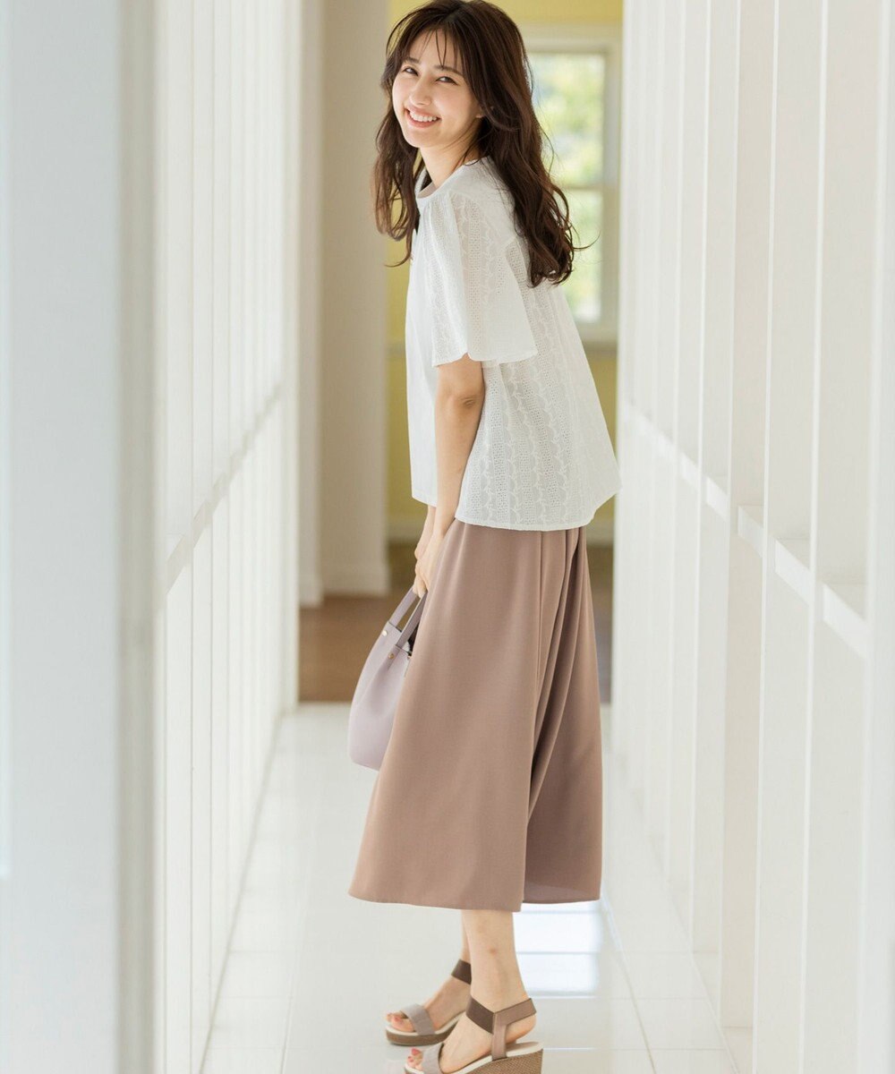 ANY SIS 【洗える】トロミワイドタック パンツ 