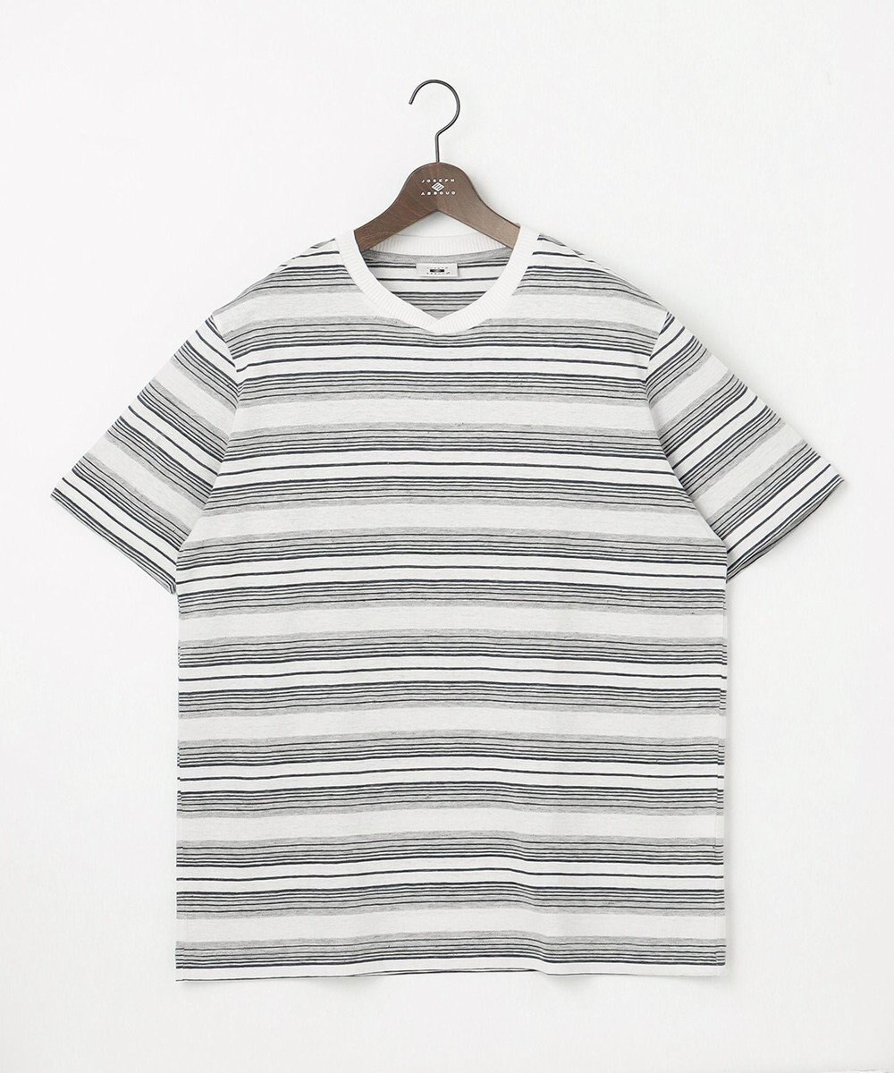 JOSEPH ABBOUD 【キングサイズ・吸水速乾】リネンマルチボーダー Tシャツ 