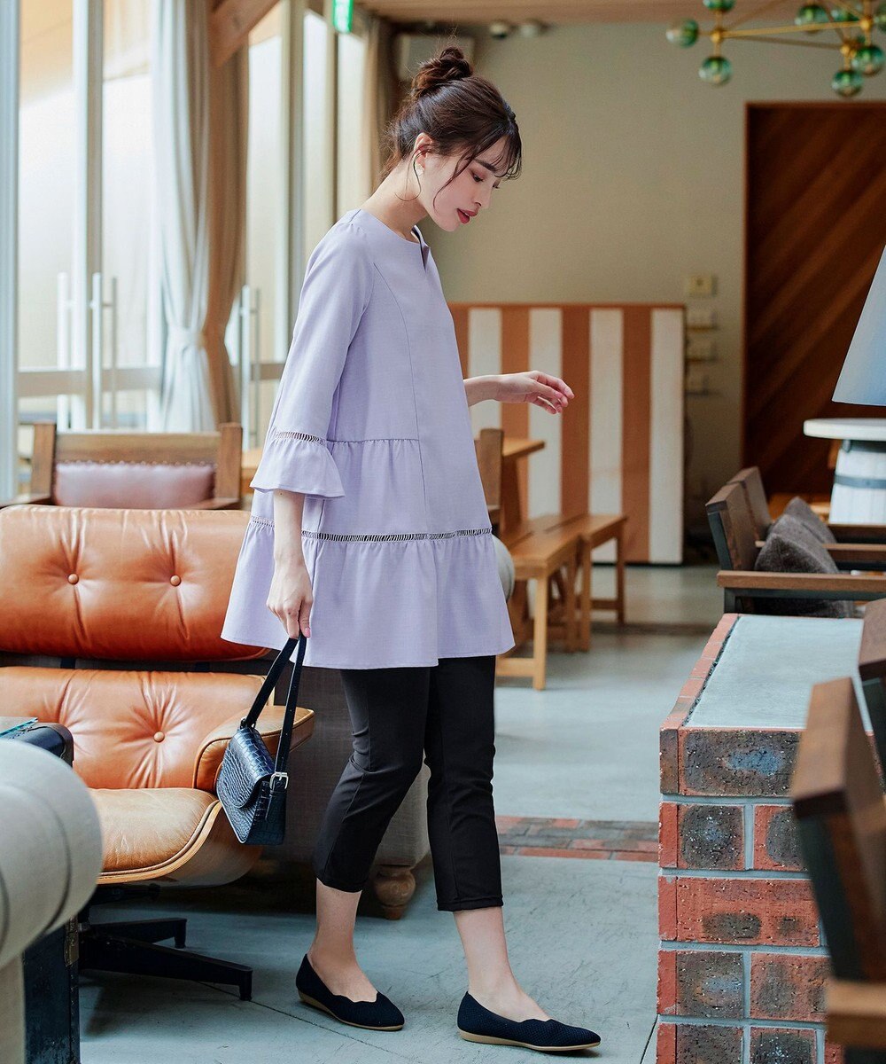 Tiaclasse L 【洗える】はしごレースフレアスリーブチュニックブラウス 