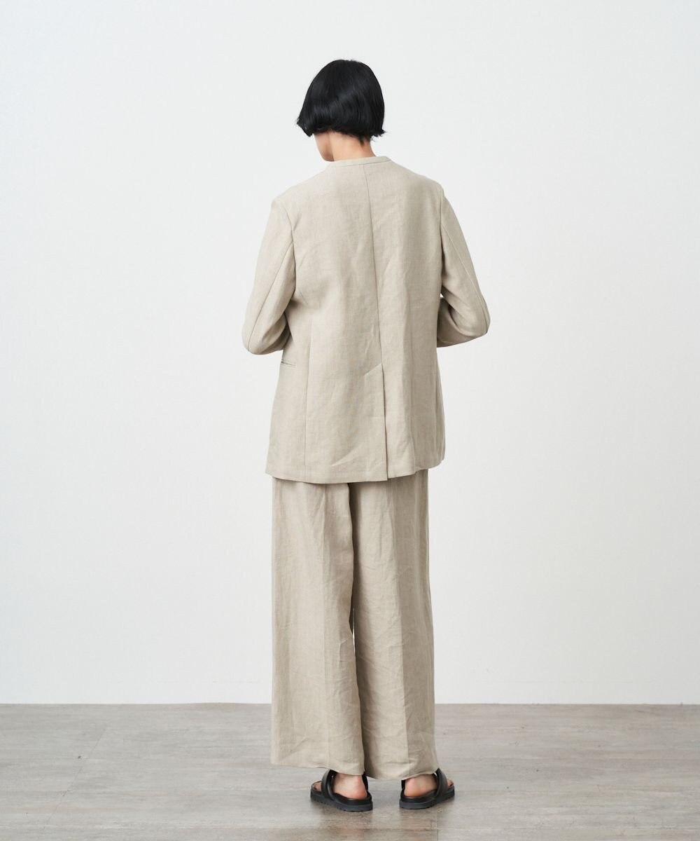 ATON LINEN OXFORD | タックワイドパンツ 