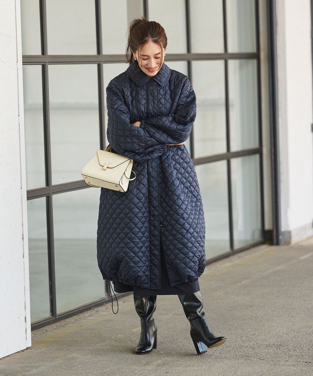 #Newans 【セレモニーにも】〈亀恭子さんコラボ〉キルティングロングコート 