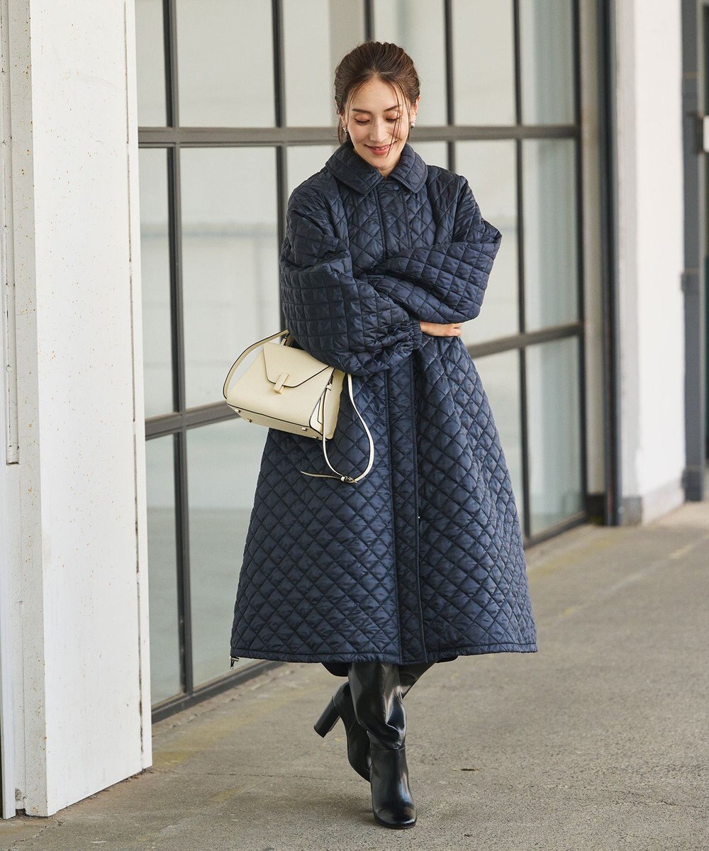 #Newans 【セレモニーにも】〈亀恭子さんコラボ〉キルティングロングコート 