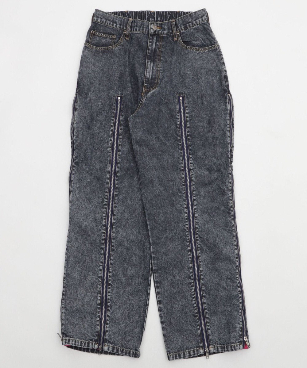 WEGO 【ユニセックス着用ITEM】ジャージドッキングZIPデニムパンツ 
