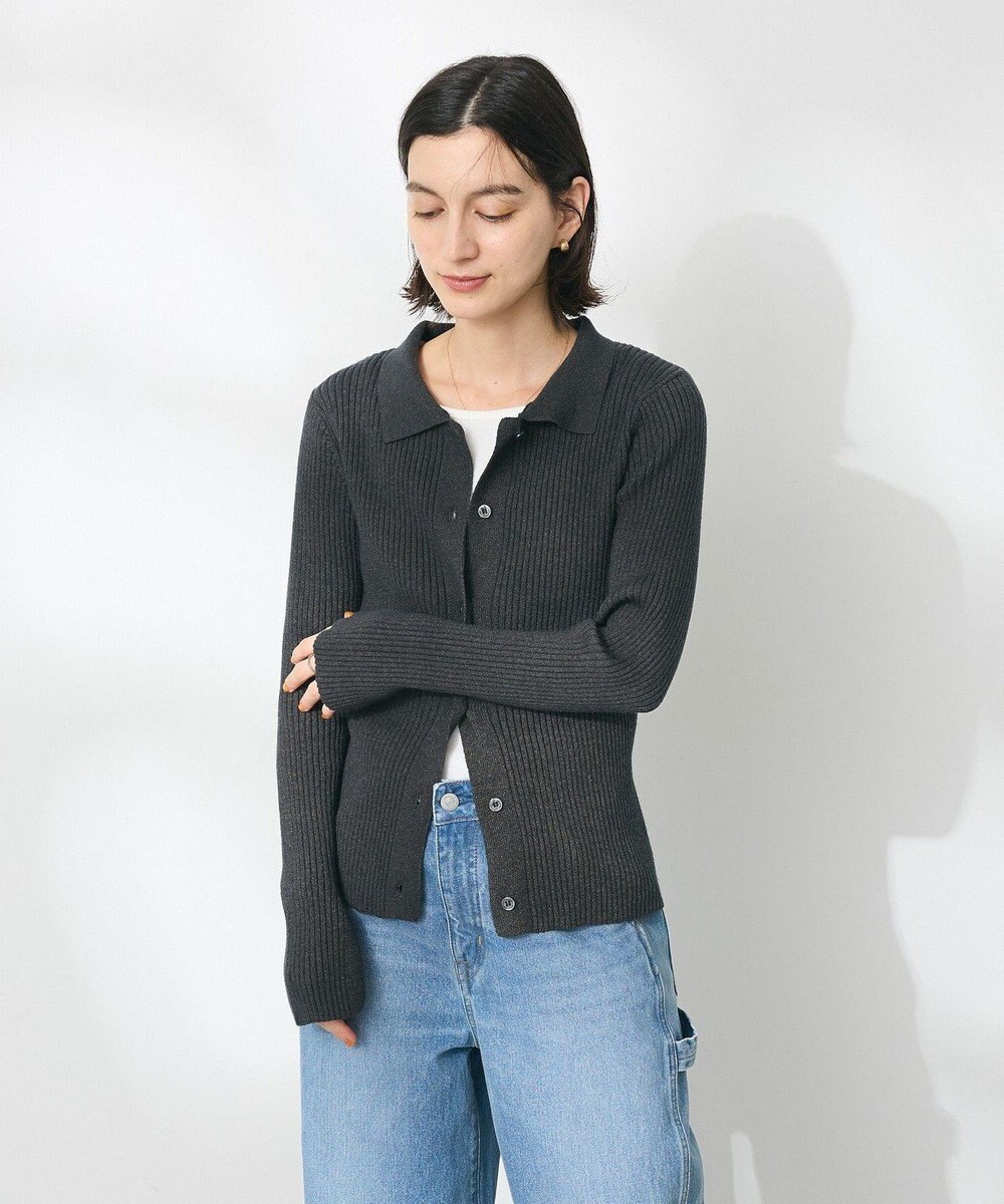 CRAFT STANDARD BOUTIQUE 襟付きニットコンパクトカーディガン 