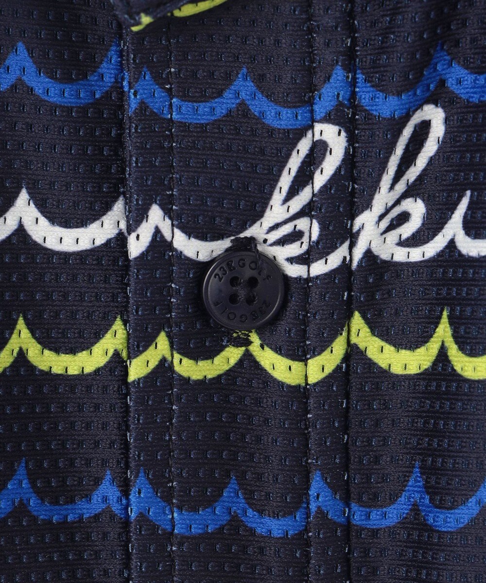 23区GOLF 【MEN】【吸水速乾・UVケア】ウェーブロゴプリント 半袖シャツ 