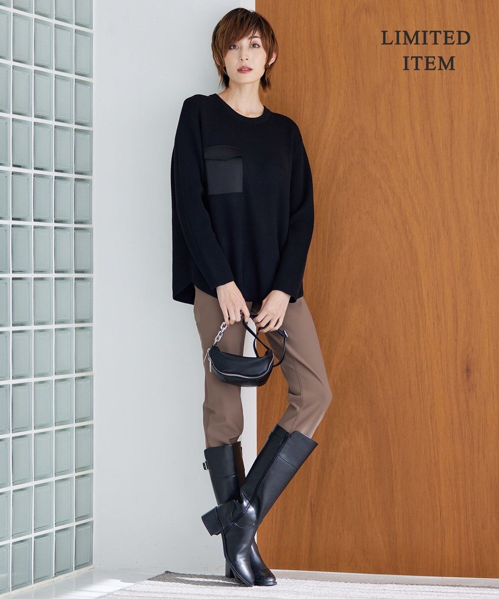 ICB 【WEB限定・洗える】ウールポリエステル クルーネックプルオーバー 