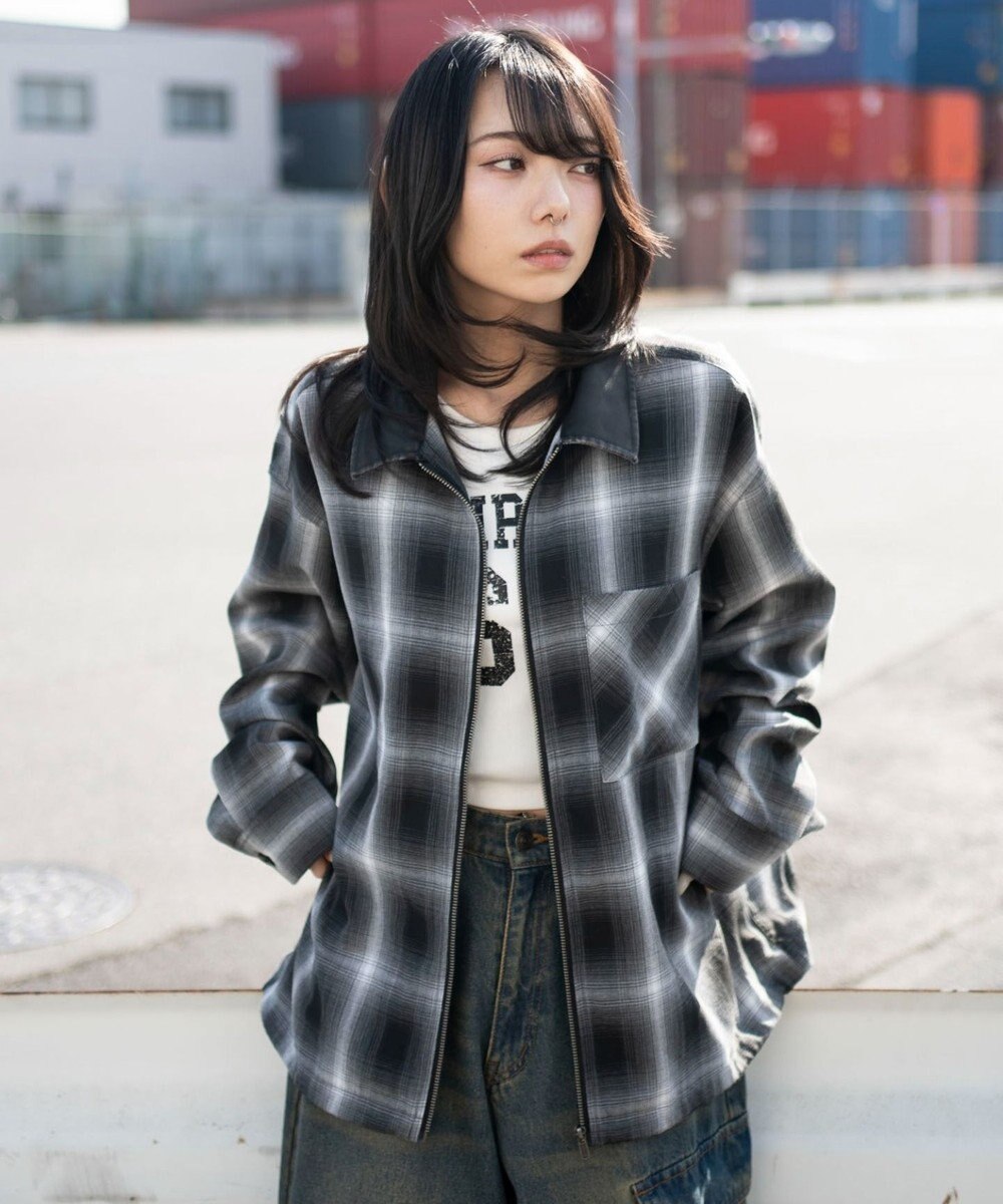 WEGO 【ユニセックス着用ITEM】オンブレチェックシャツジャケット 