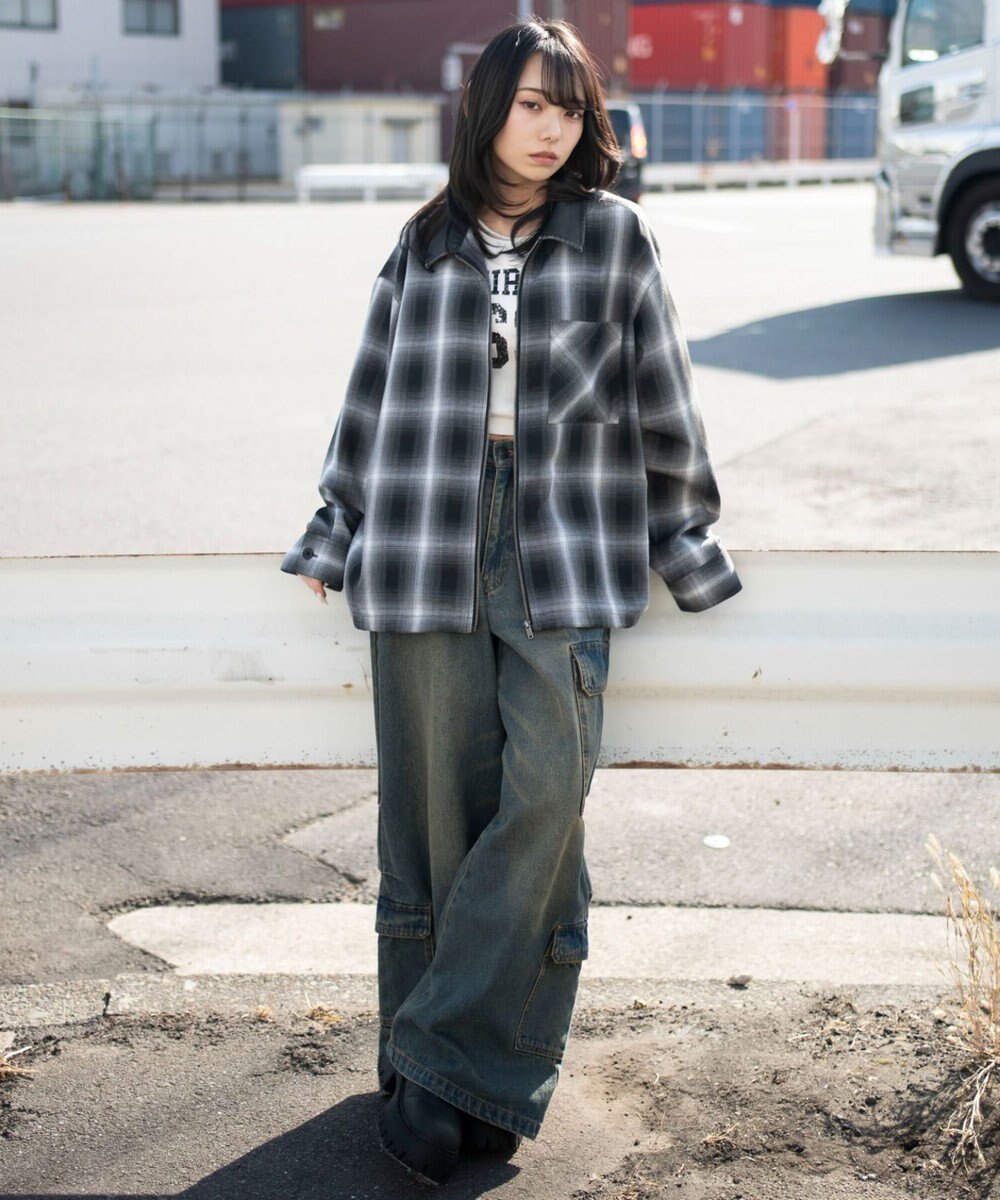 WEGO 【ユニセックス着用ITEM】オンブレチェックシャツジャケット 