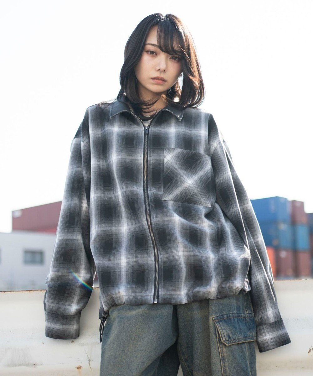 WEGO 【ユニセックス着用ITEM】オンブレチェックシャツジャケット 