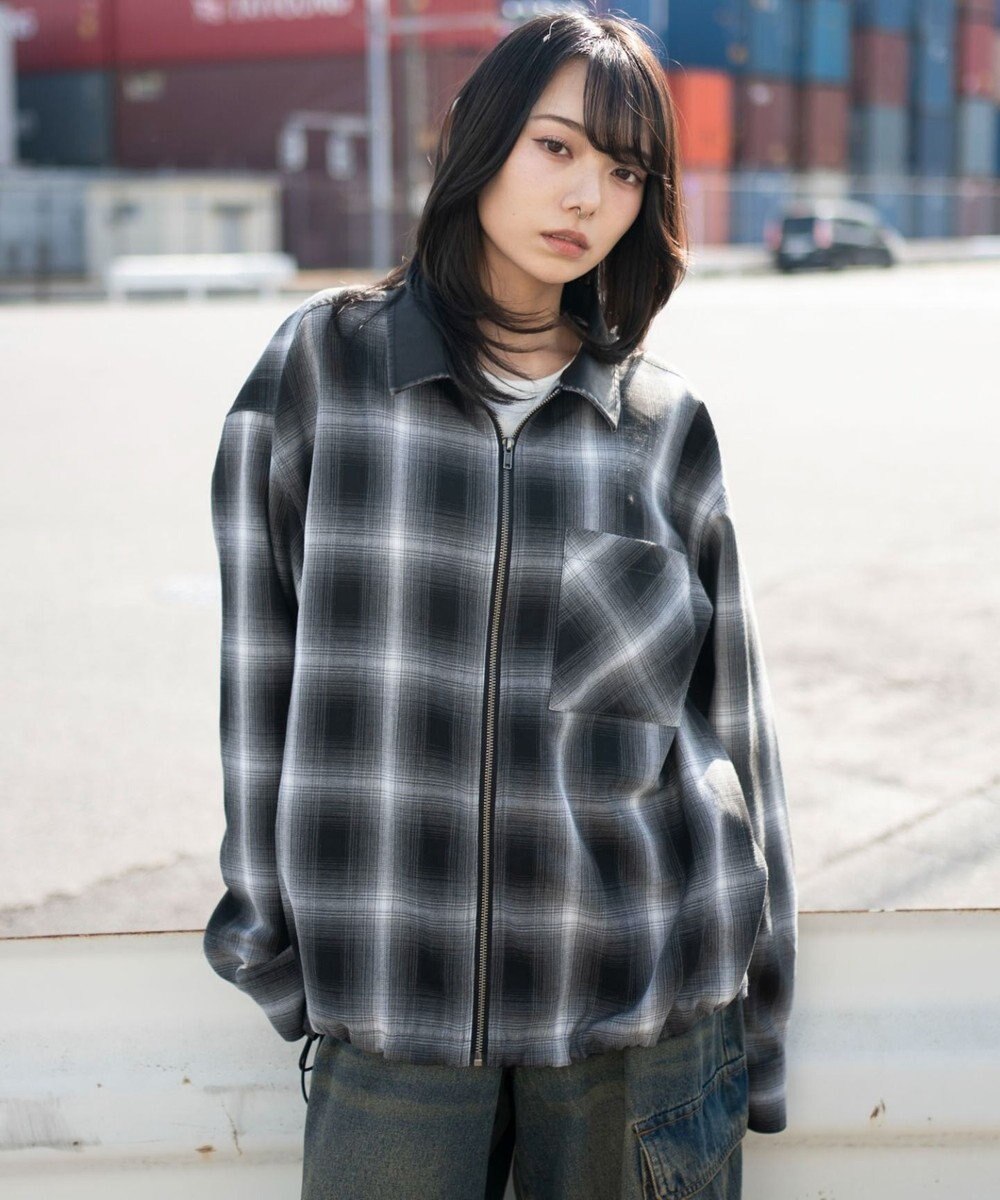 WEGO 【ユニセックス着用ITEM】オンブレチェックシャツジャケット 