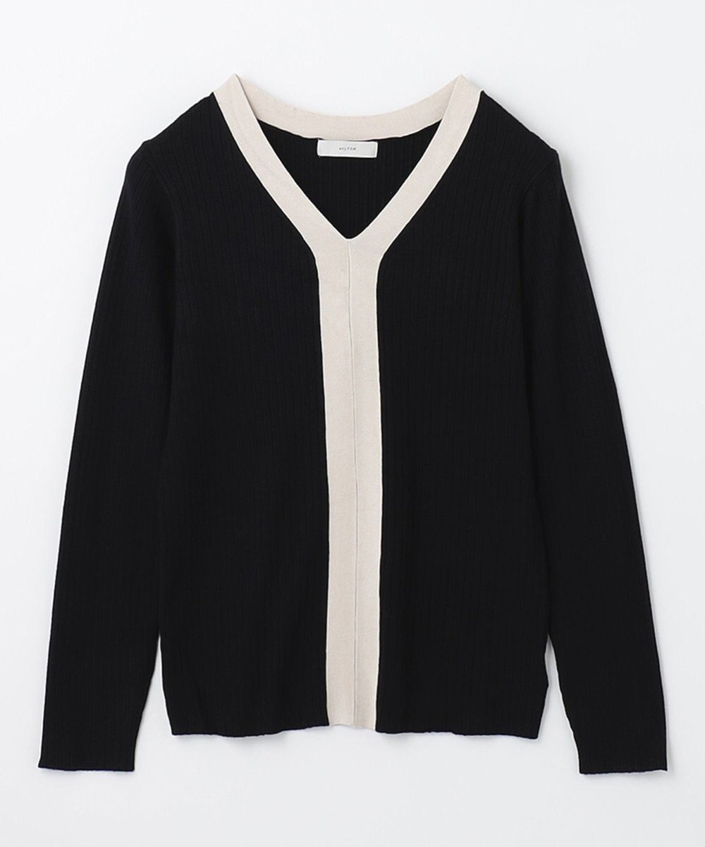 ANY 【洗える】Vネック リブニット 