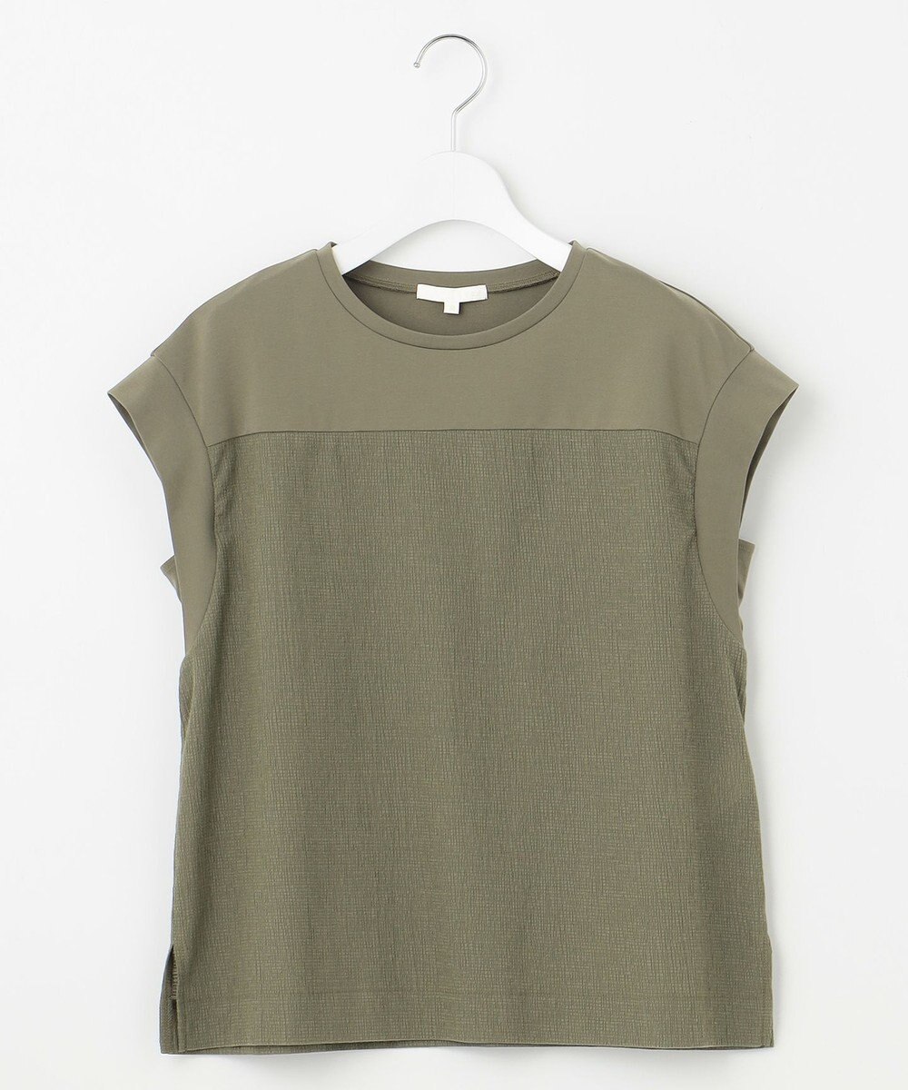 自由区 L 【カタログ掲載・洗える】リネンサッカーコンビブロッキング カットソー 