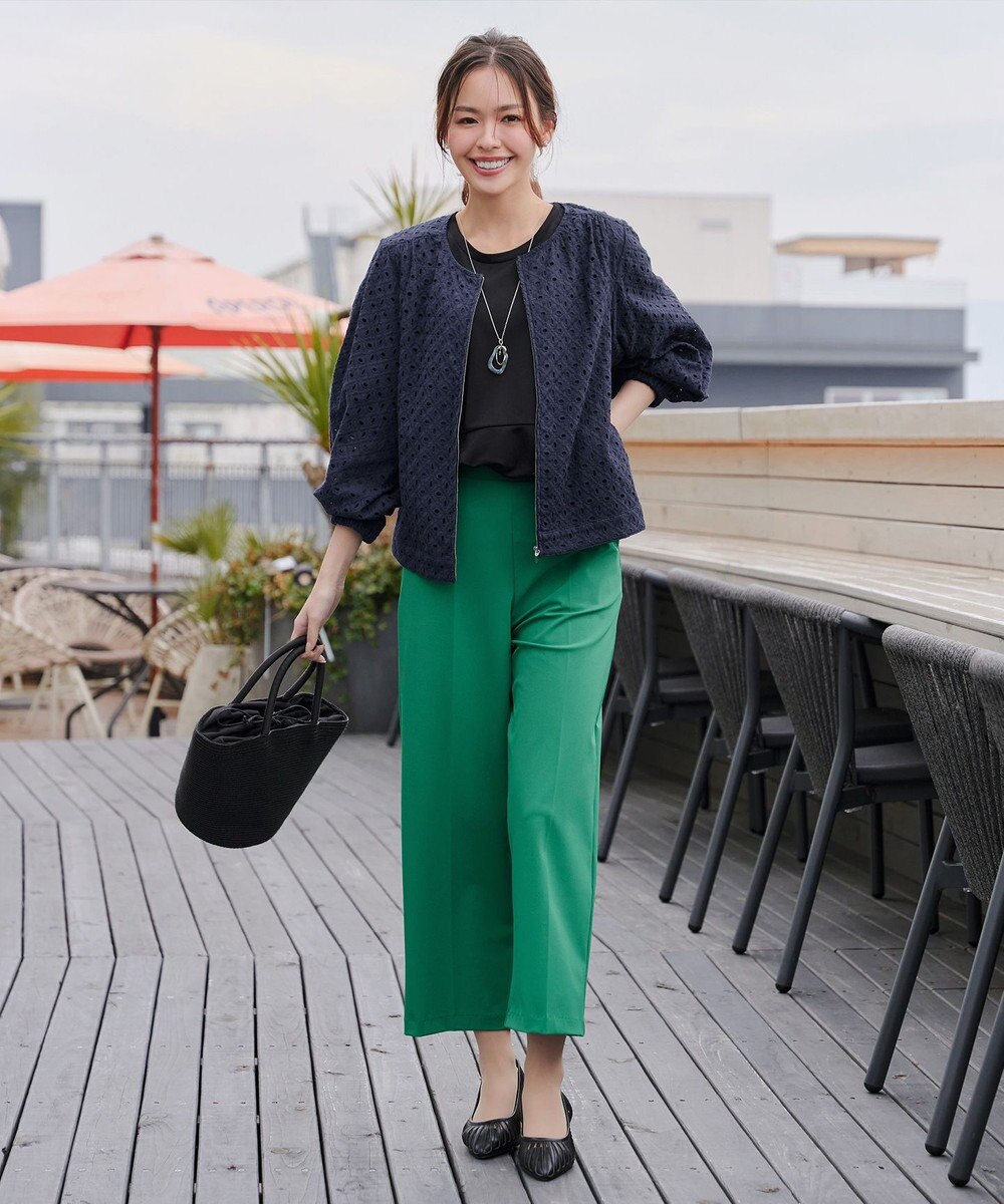 Tiaclasse L 【洗える】パンチングレースブルゾン 