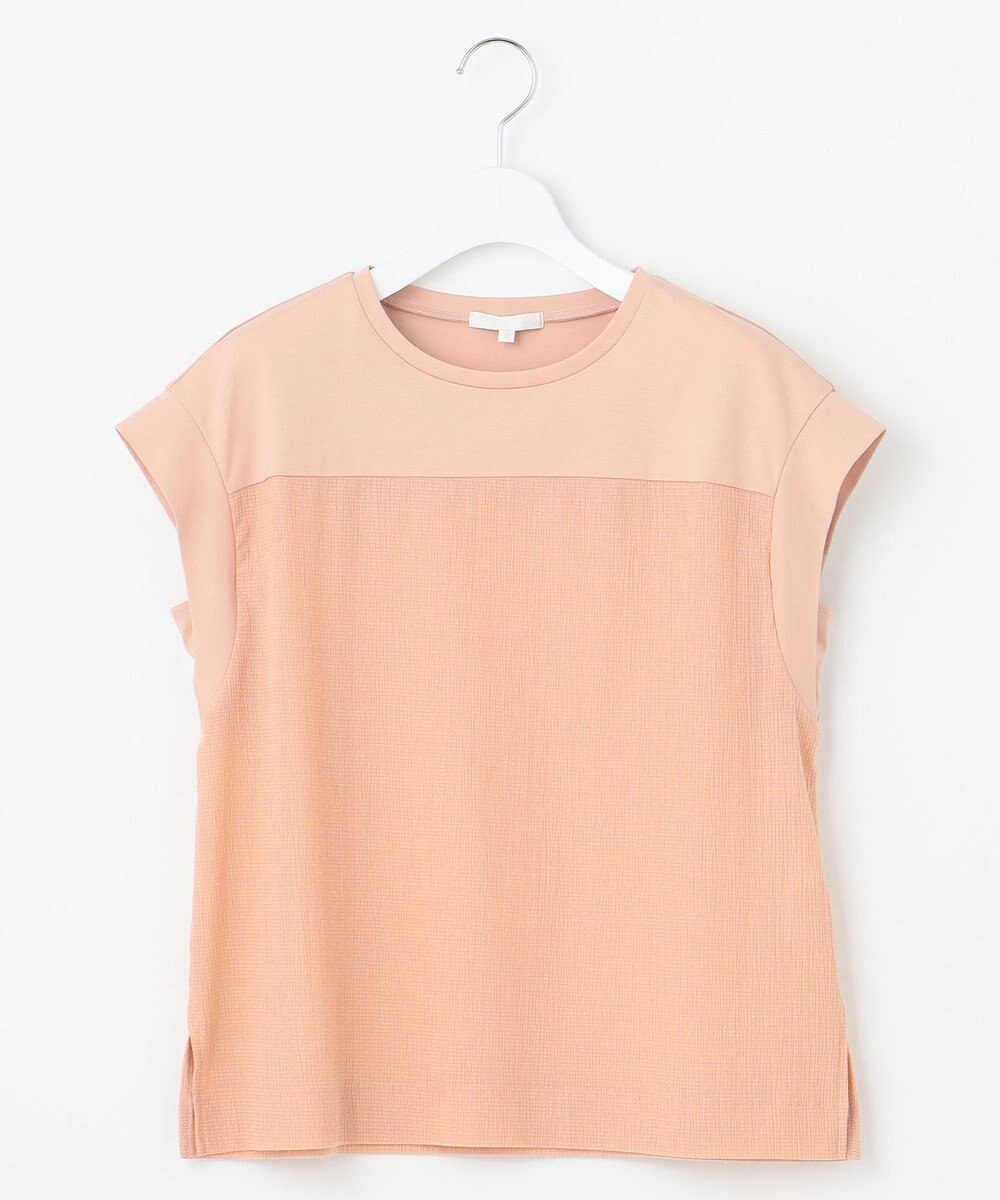 自由区 L 【カタログ掲載・洗える】リネンサッカーコンビブロッキング カットソー 