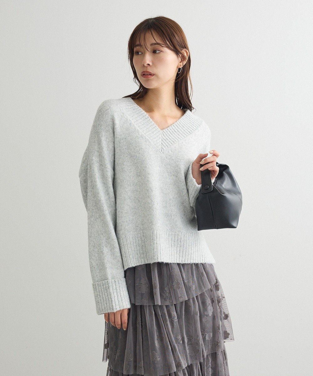 Green Parks ラメＶネックコンパクトニットプルオーバー 