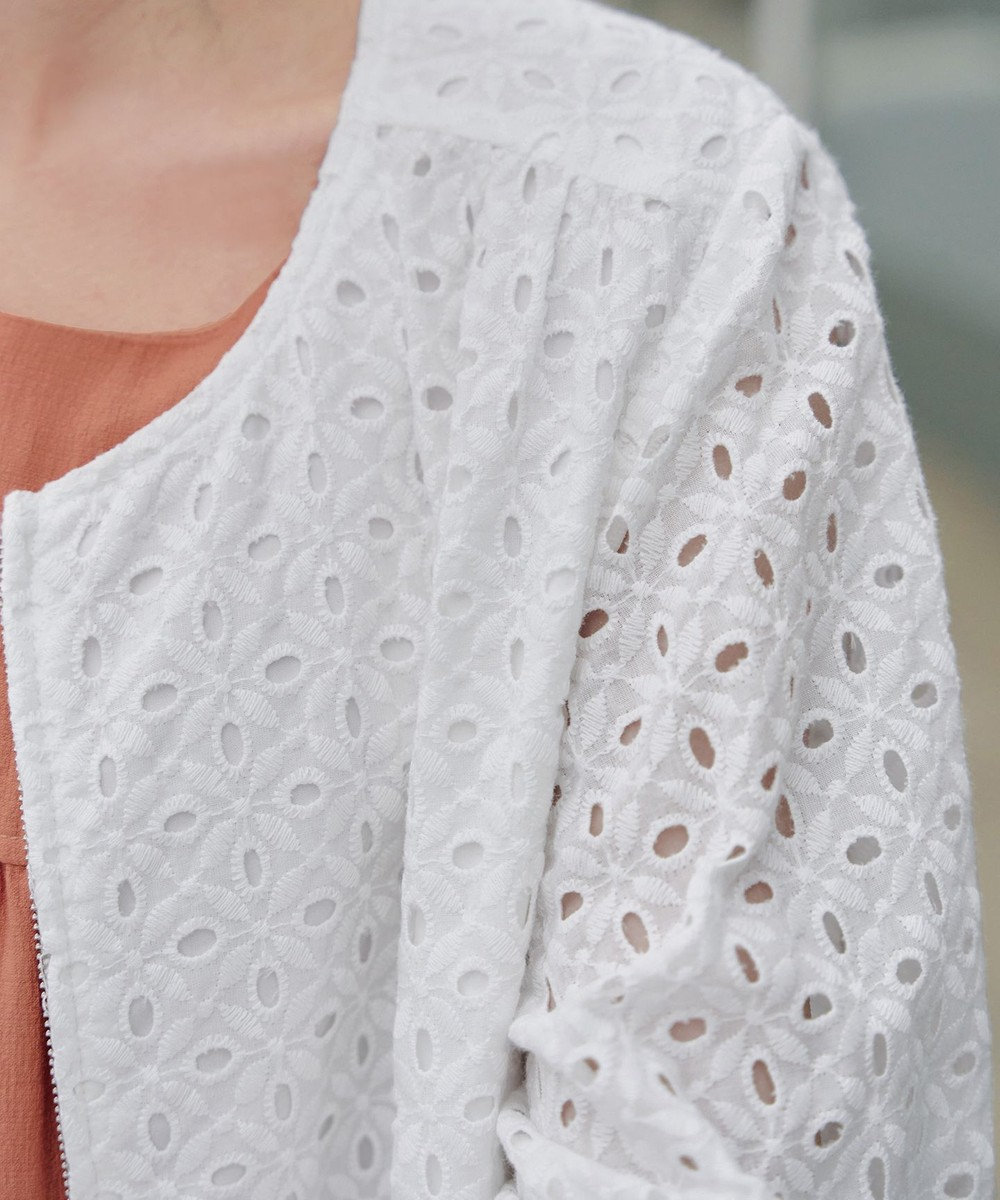 Tiaclasse L 【洗える】パンチングレースブルゾン 