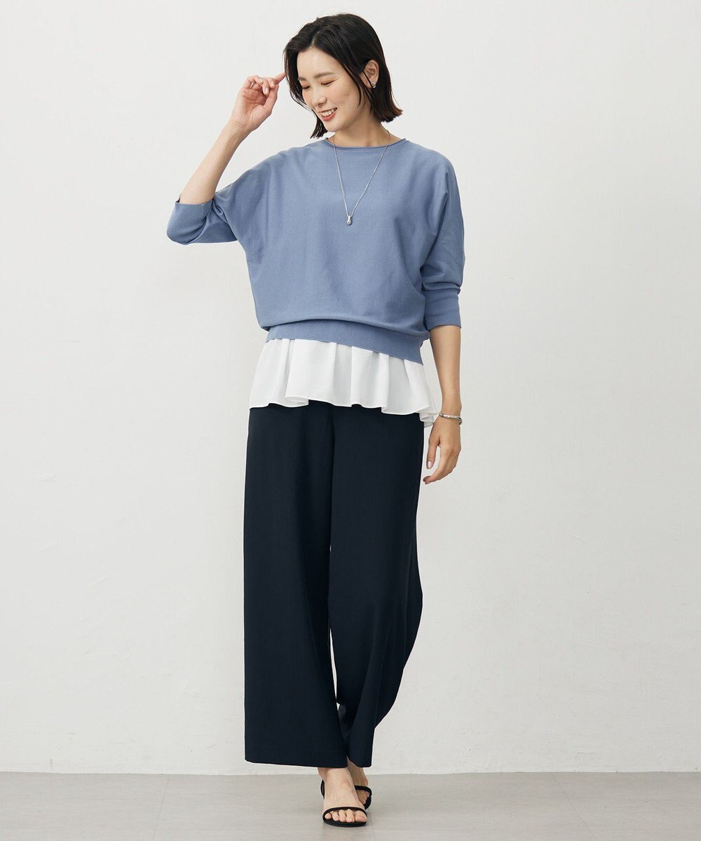 J.PRESS LADIES L 【洗える・吸水速乾・接触冷感・セットアップ対応】Light ジョーゼット ワイド パンツ 