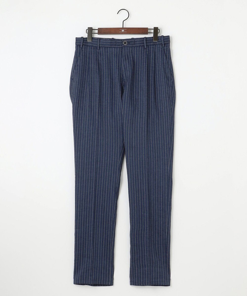JOSEPH ABBOUD 【清涼/軽量/ストレッチ】ミックスリネンストライプ イージーパンツ 