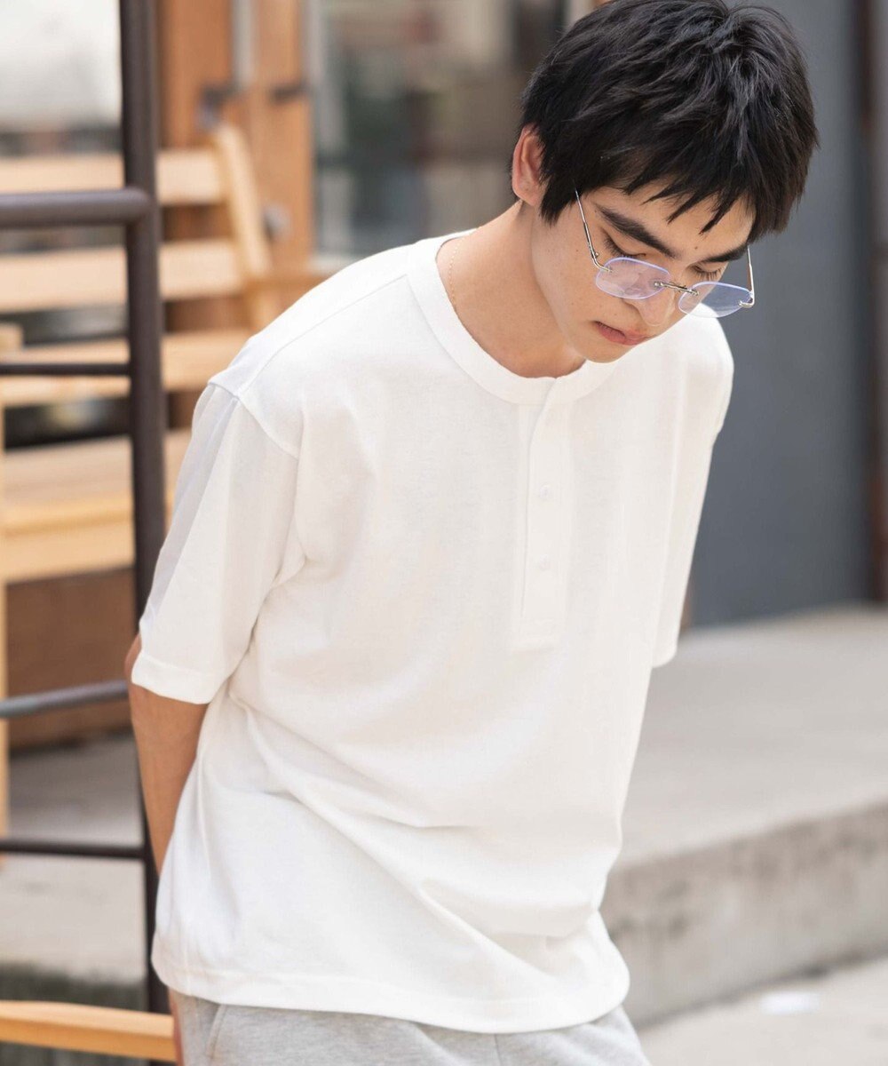 WEGO 【ユニセックス着用ITEM/MLサイズ展開】リラックスフィットヘンリーネックT（SS） 