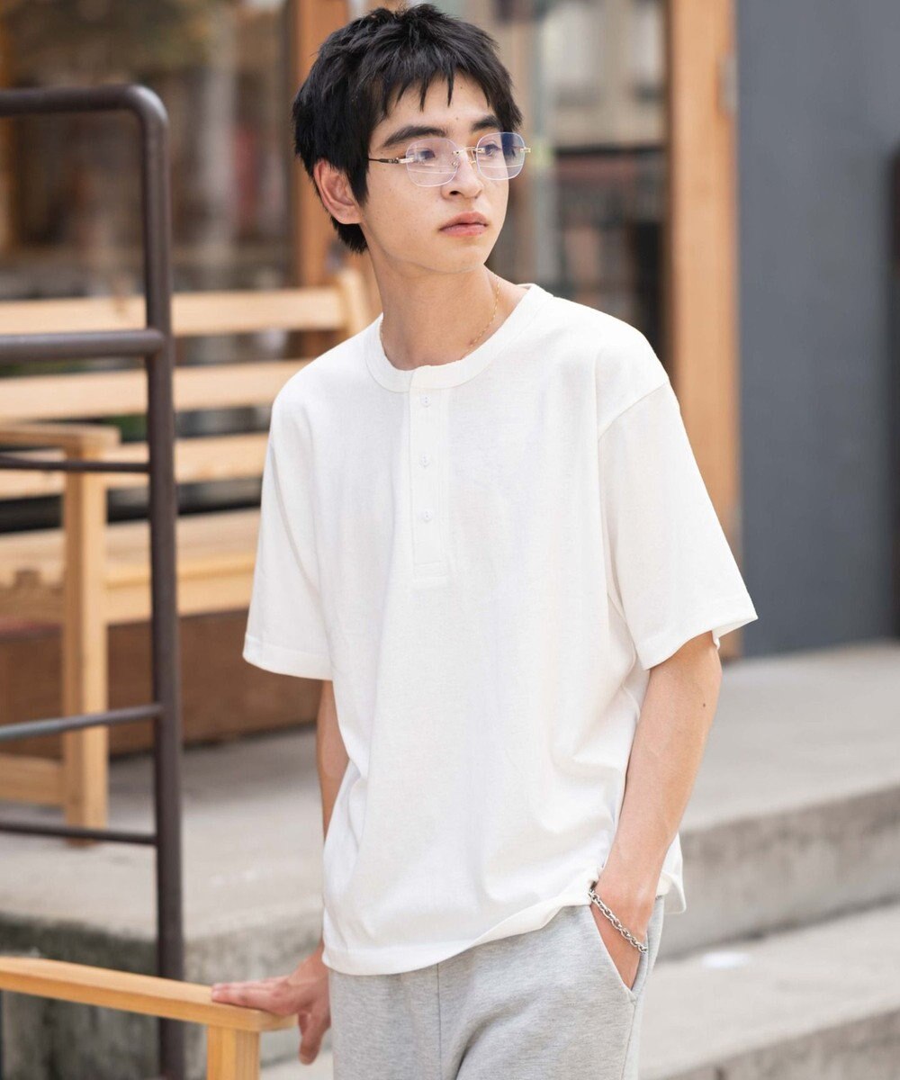 WEGO 【ユニセックス着用ITEM/MLサイズ展開】リラックスフィットヘンリーネックT（SS） 