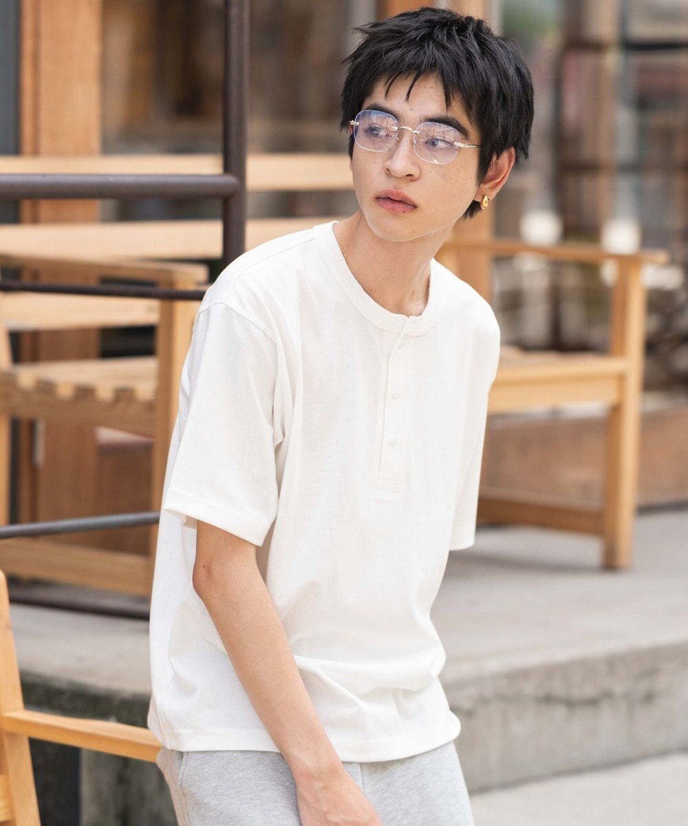 WEGO 【ユニセックス着用ITEM/MLサイズ展開】リラックスフィットヘンリーネックT（SS） 