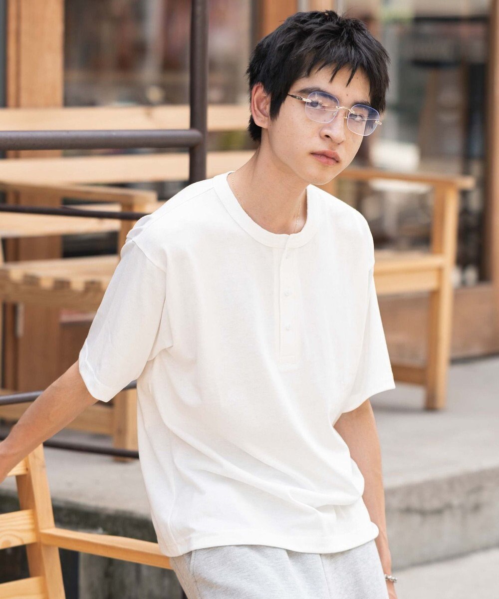 WEGO 【ユニセックス着用ITEM/MLサイズ展開】リラックスフィットヘンリーネックT（SS） 