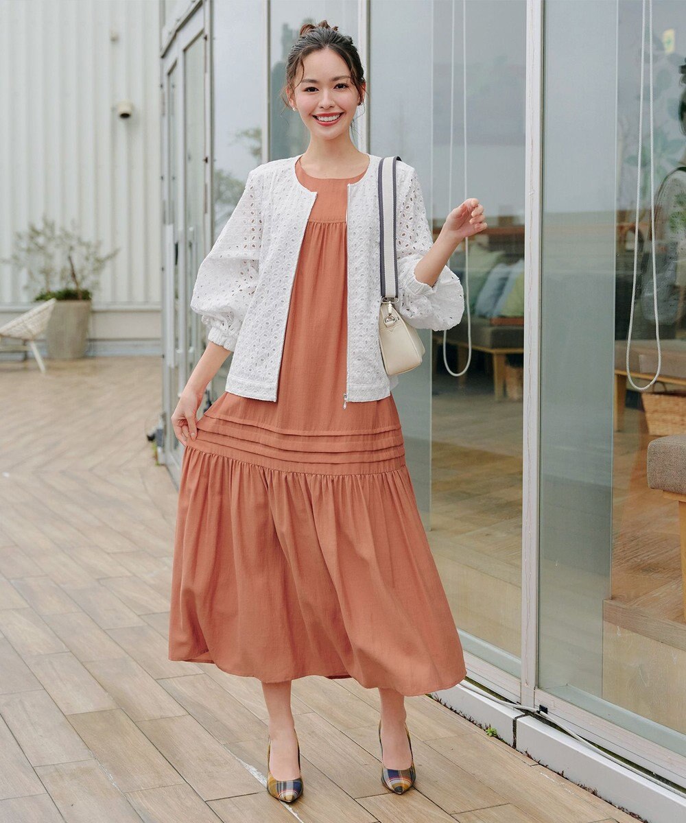 Tiaclasse L 【洗える】パンチングレースブルゾン 