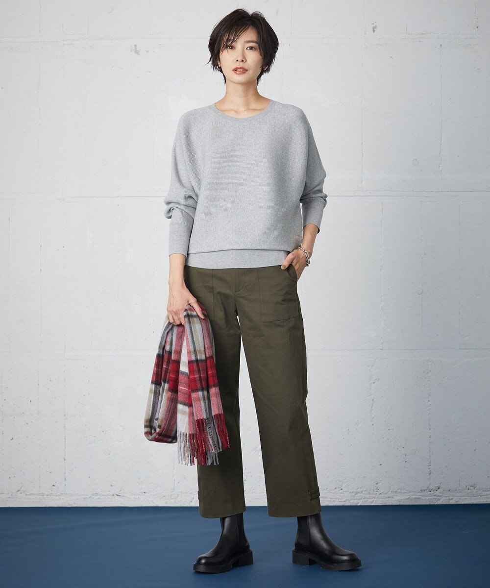 J.PRESS LADIES 【洗える】サテンストレッチプレミアムピーチ ベイカー パンツ 