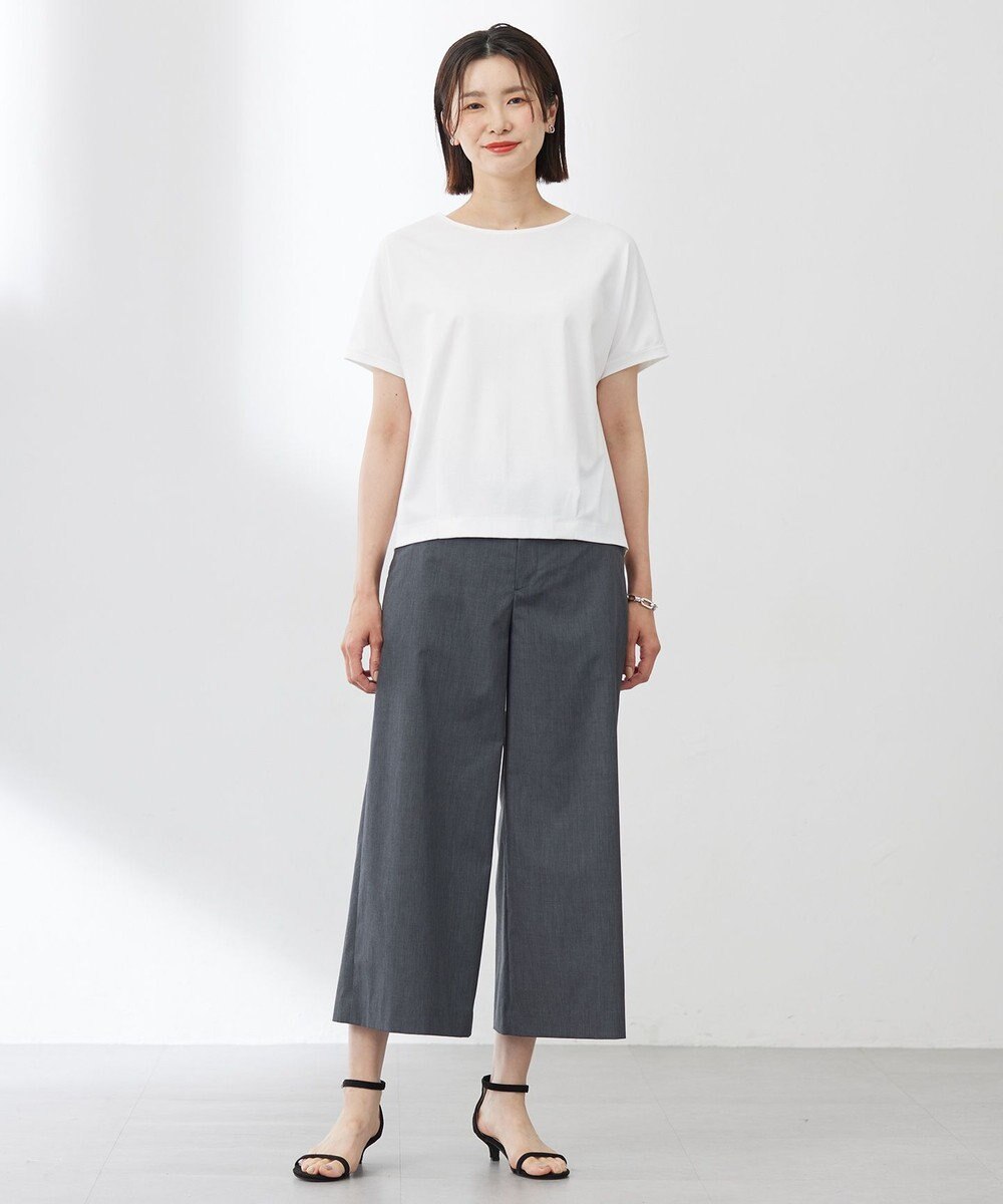 J.PRESS LADIES L 【洗える】ソフトシャンブレー クロップド パンツ 