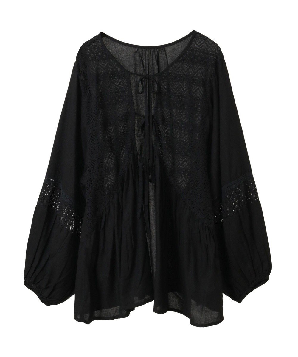 earth music&ecology レーヨンレースデザインシャツ 