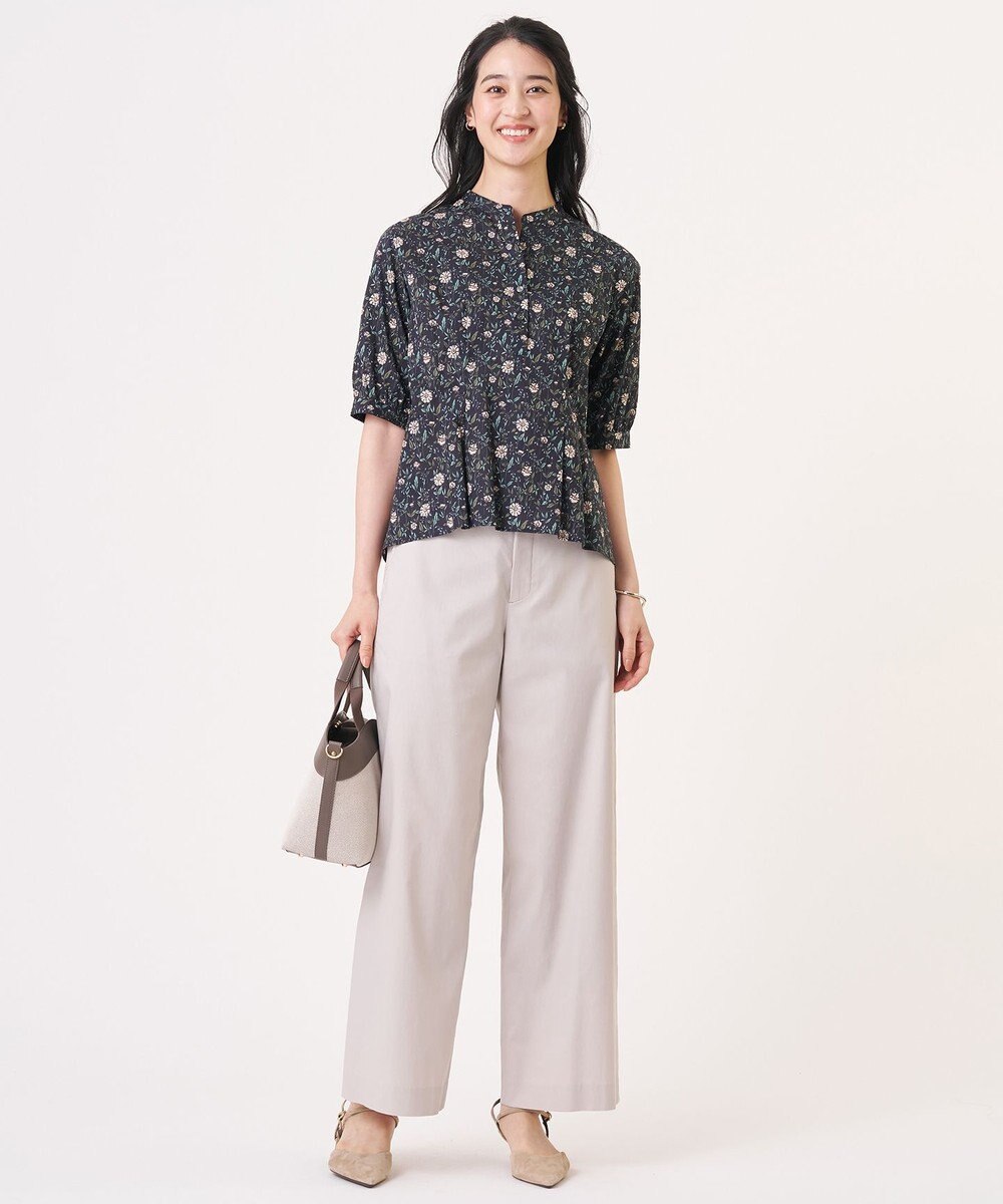J.PRESS LADIES S 【人気素材】セルロースリネンストレッチ セミワイド パンツ 