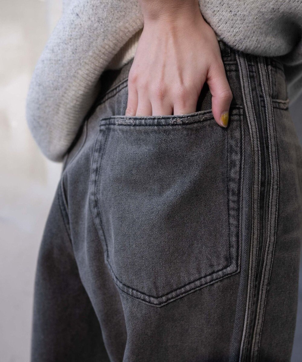 WEGO サイドラインワイドデニムパンツ 