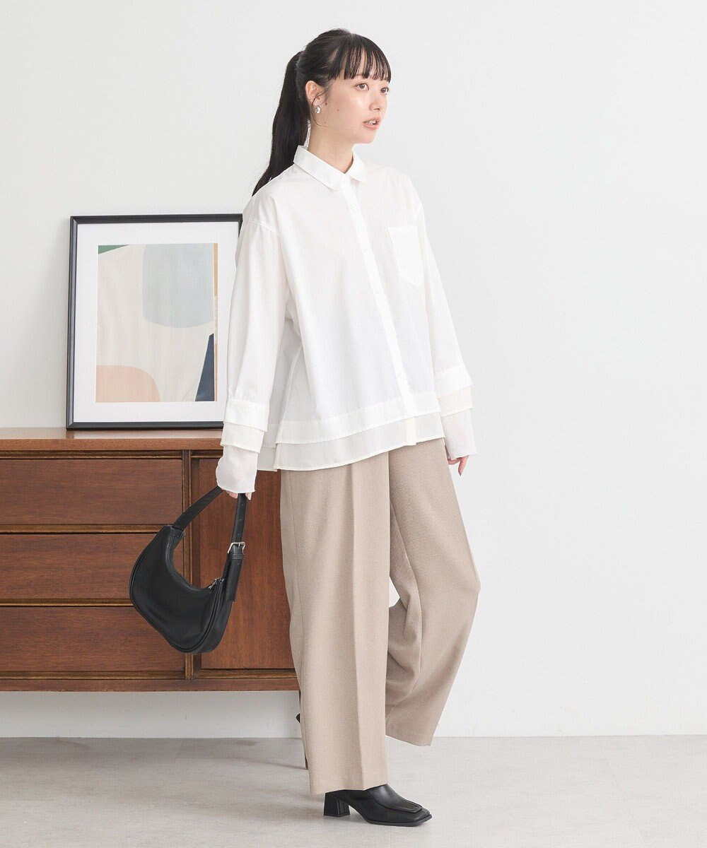 earth music&ecology シフォン×チュールレイヤードシャツ 