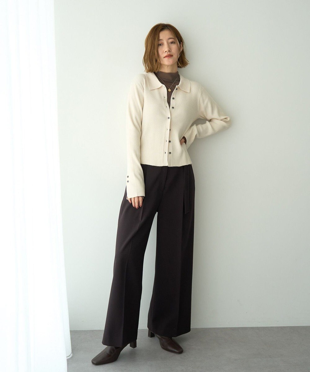 YECCA VECCA 金釦アクセントベルトワイドパンツ 